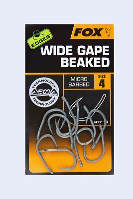 Fox Edges Hooks Wide Gape Beaked Micro Barbed 10 Haken Gr. 2 4 5 6 7 8 Arma