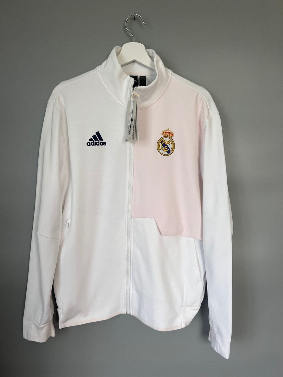 Real Madrid Anthem Jacket White Soccer Football Adidas Real Madrid Anthem Jacket White Soccer Football Adidas