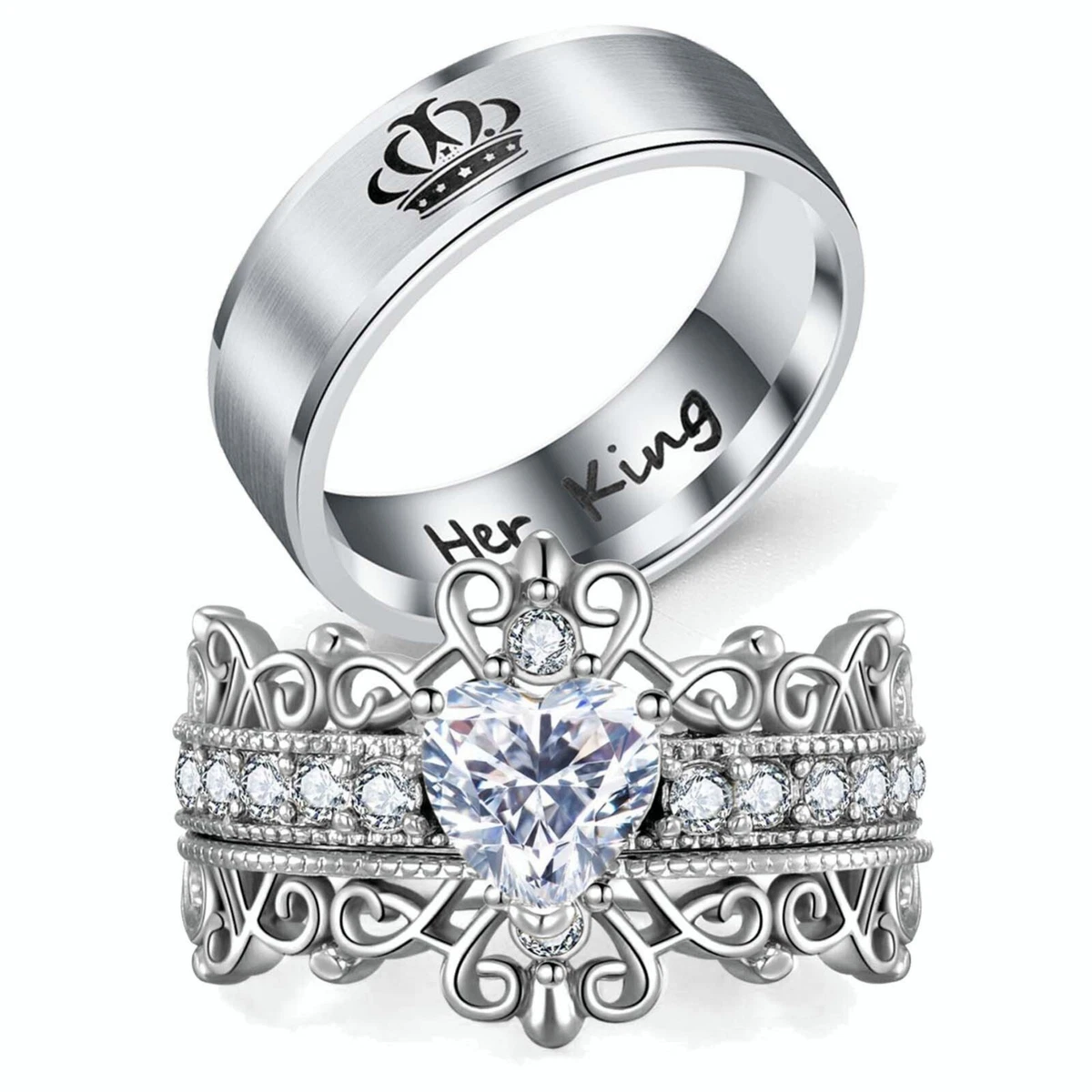 Buy Crystal Crown Couple Rings Online - NOW! – Ferosh