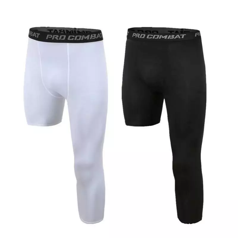 Men's 3/4 Compression Pants One Leg Tights Athletic Base Layer