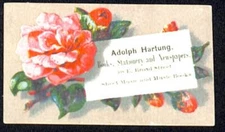 Scarce Adolph Hartung Sheet Music Books Richmond, VA  Sm Victorian Trade Card 