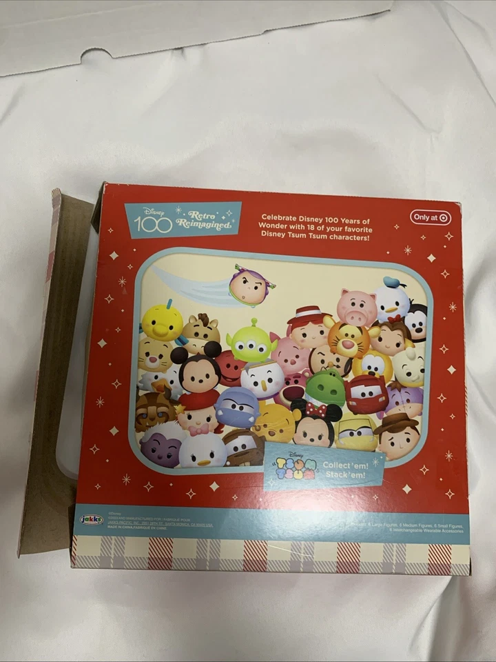 Pacote de férias retrô Tsum Tsum Disney 100 reimaginado 18 bonecos novo na caixa 2023 - Imagem 4 de 4