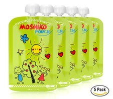Reusable Baby Toddler or Adult Food Pouch by Moshiko 5 pack 