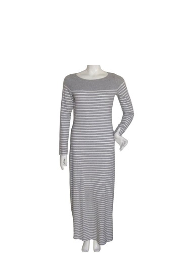 TOMMY BAHAMA Dress Women's Size XXS/TTP Grey/White Maxi Striped Long Sleeve Slit