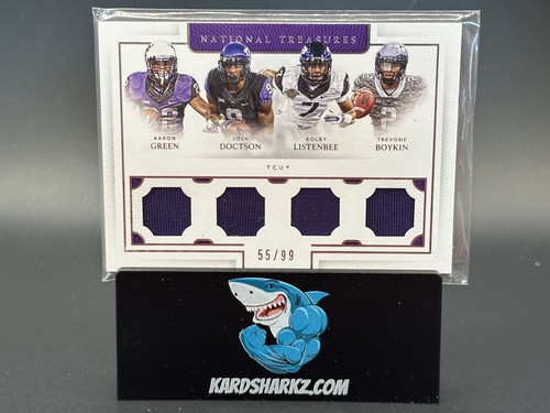 2016 National TreasuresTCU Horn Frogs Quad Patch Relic /99 Green Boykin Doctson