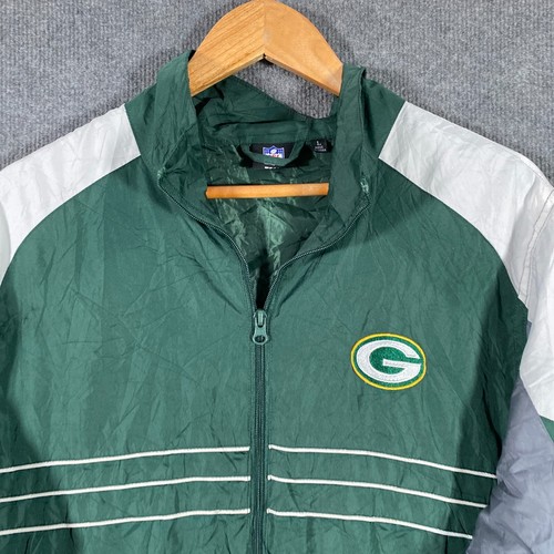 Green Bay Packers Jacket Mens Large Greem NFL Football Windbreaker SI Adult - Picture 2 of 14