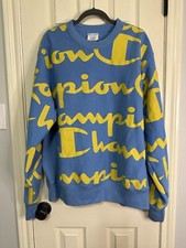Vintage Champion All Over Print Reverse Weave Sweatshirt Spell Out Mens Size XL