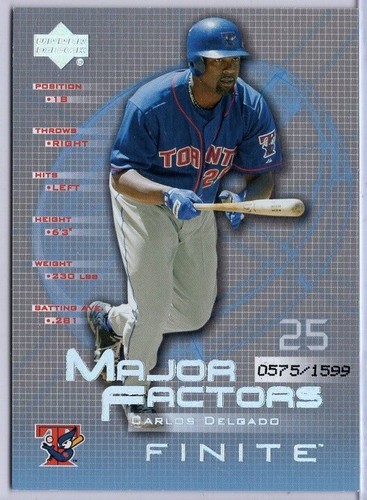 2003 UD Finite Major Factors #107 Carlos Delgado #'d 0575/1599
