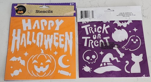 Halloween Stencils Plastic Bendable Decorate Trace on Pumpkins 4 Lot (2 per pack