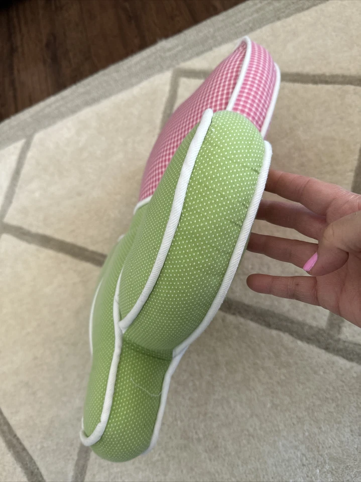 "Almohada decorativa vintage en forma de tulipán mordedura de bagre 20"" de largo guinga rosa verde" Foto 2 de 4