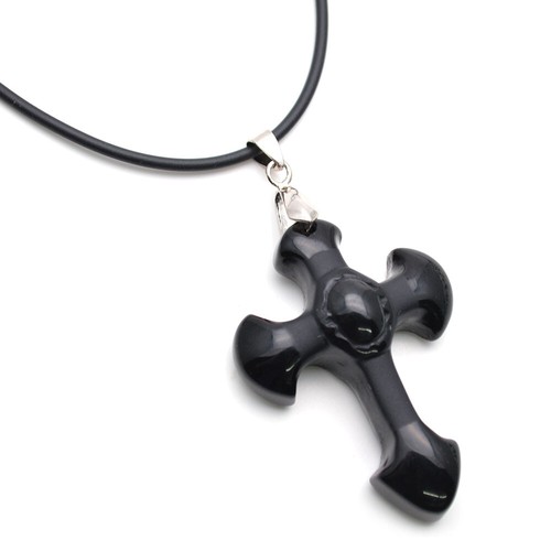 Stone Pendant Leather Necklace 
