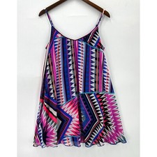 Express Mini Dress Womens Sleeveless Chiffon Flowy Aztec Multicolor M