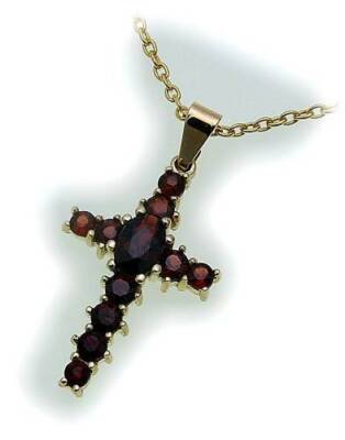Ciondolo Croce In Argento 925 Con Granato Fatto A Mano – Gioiello Etnico Artigianale Dall'India, Regalo Unico