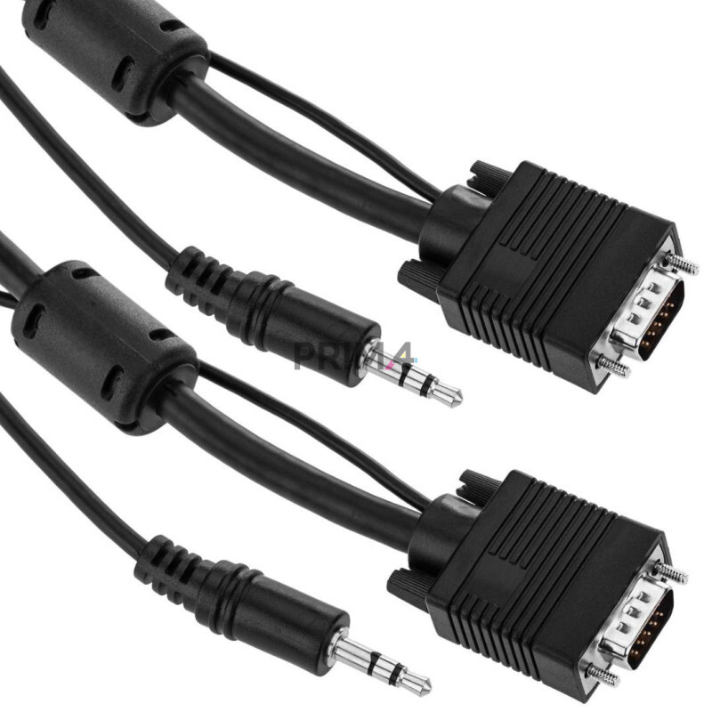 Multipack 3 PCS Cavo Video Monitor VGA M/M con Audio Jack 3.5" Lunghezza 3m