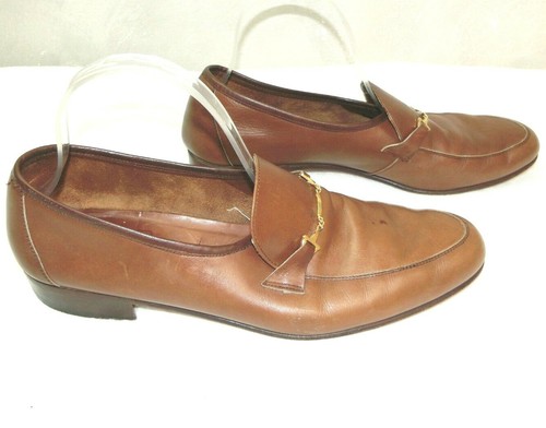 Mocasín Johnston & Murphy Bit de colección para hombre talla 10 cuero marrón hecho en Italia - Imagen 3 de 12