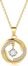 Dainty Gold Heart Necklace for Women Wife 18K Real Gold Plated CZ Pendant Gifts