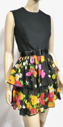 Mini vestido vintage años 60 Beeman Street Mod Go Go Twist en niveles Flower Power S/XS - Imagen 2 de 6