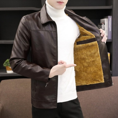 Self-cultivation Korean Handsome Men Pu Leather Jacket Autumn Winter Plus Size