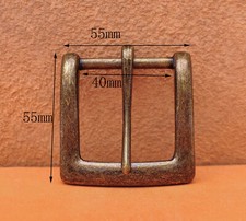 40mm Retro Brass Two-tone Heavy Square Single Metal Prong Pin Clips Belt Buckle