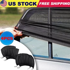 4Pcs Car Window Screen Mesh Cover Privacy Mosquito Bugs Net Sun UV Protection