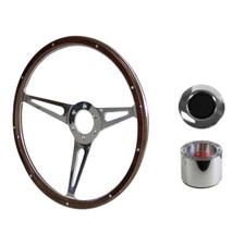Steering Wheel Kit Shelby-style Woodgrain 15 6-bolt Mustang 65-66 W Smooth ...