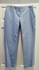 TOMMY HILFIGER Women's straight ankle pants, size 8, Blue and white