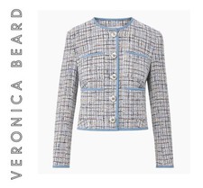 sz 4 NWT VERONICA BEARD Lady Jacket DARLA Ecru Blue Tweed womens Cropped