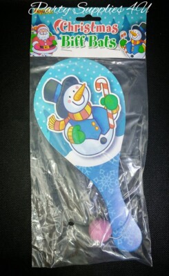 Christmas Biff Bat Set Wooden Paddle/Ball/Stocking/Filler/Party/Bag/Eve/boxes