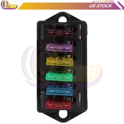 Universal 6 Way 1-40A Automotive Blade Fuse Box Block Holder 2-In 6-Out Wire 32V