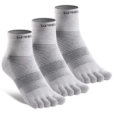 Coolmax Toe Socks for Men WomenAthletic High Performance Cushion Crew Socks f...