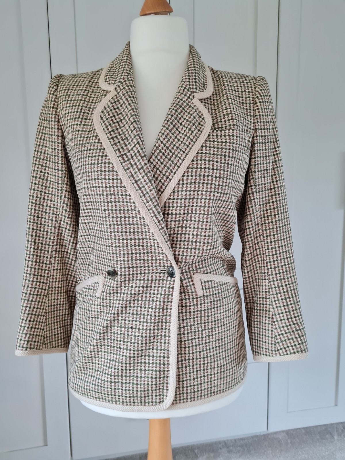 Giacca a scacchi vintage Saint Laurent Rive Gauche foderata in seta taglia 10 o 36