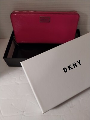 Brand New ,Still In Box DRNY HOT PINK,Leather Clutch.New 