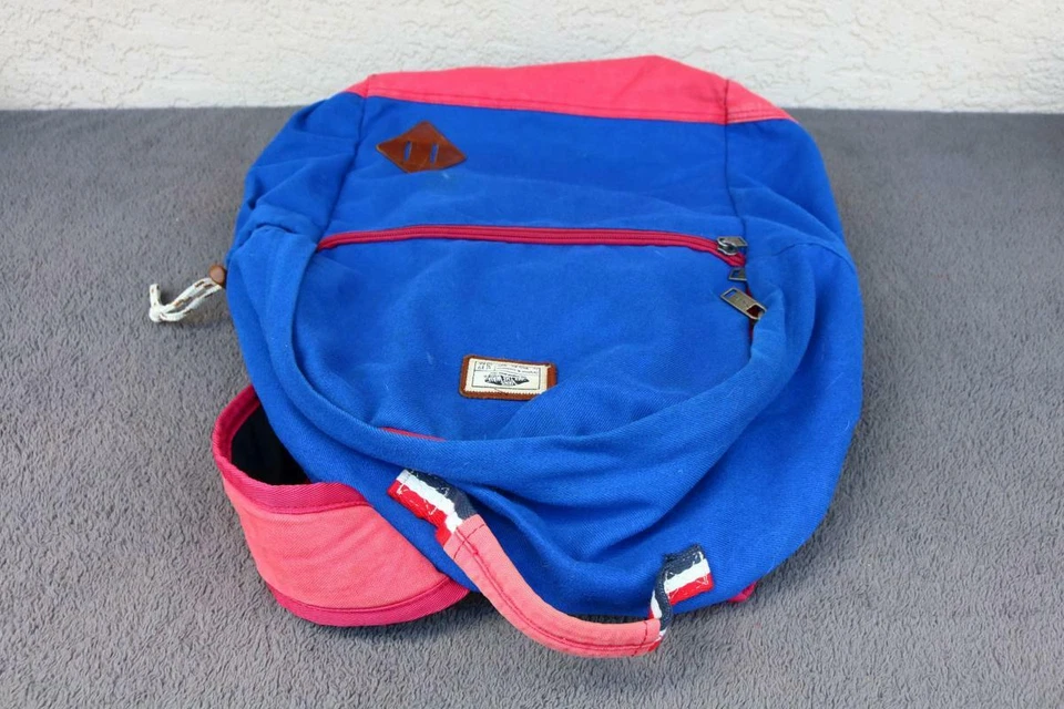 Vans Off The Wall Bolso Mochila Bolso Rosa Azul Tela Algodón Retro Cool LC Foto 4 de 4