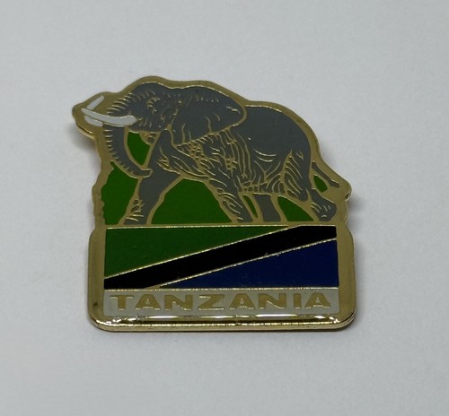 Tanzania Africa Flag Elephant Safari Travel Souvenir Lapel Pin (P40)