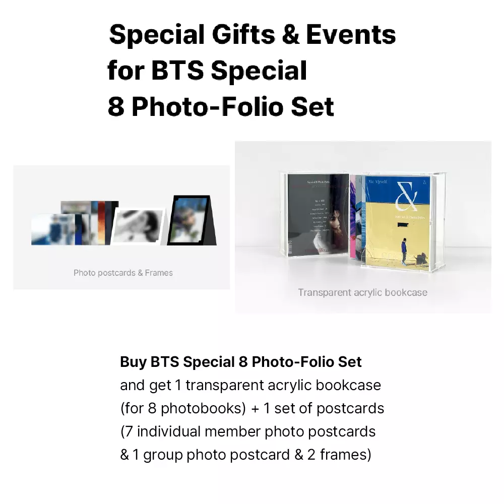 BTS Special 8 Photo-Folio Full Set + Clear Acrylic Book Case + Postcard Set