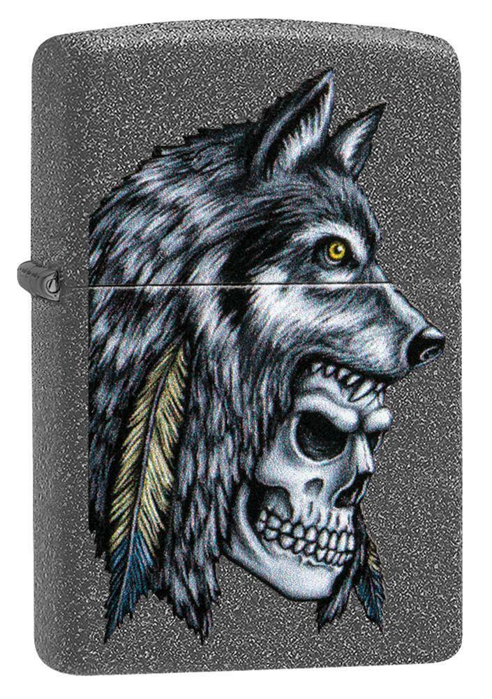Zippo Windproof Wolf & Skull Design Lighter, 29863, New In B