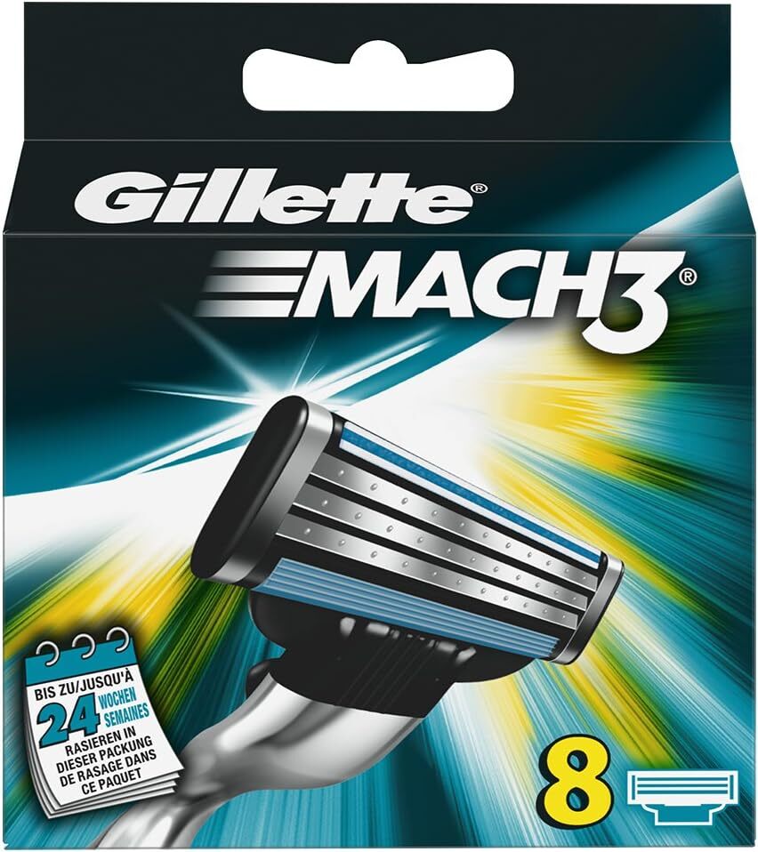 Gillette Mach3 LAMETTE DA BARBA, 8 RICAMBI (da 3 Lame) Orginali OFFERTA LAMPO