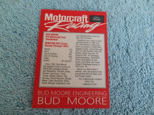 Promo Ford Motorcraft Racing 1992 jeu complet de 10 cartes scellées cartes de course - Photo 24/24