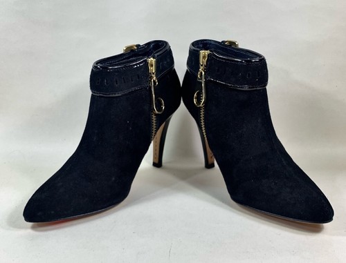 Ted Baker Black Leather & Suede 3.75” Heel Almond Toe Ankle Booties UK 3 EU 36 - Picture 6 of 20
