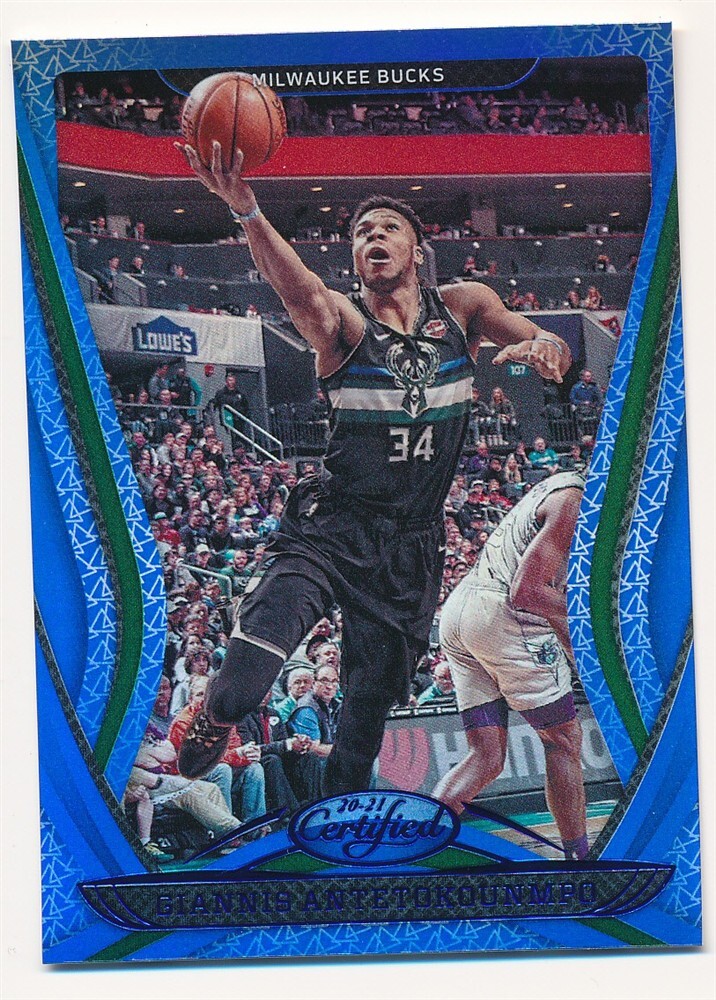 GIANNIS ANTETOKOUNMPO 2020-21 CERTIFIED MIRROR BLUE #127 MILWAUKEE BUCKS MINT