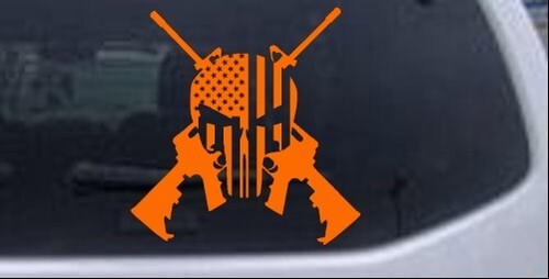 Punisher bandera americana cruzada AR15 armas coche camión ventana portátil calcomanía - Imagen 15 de 32