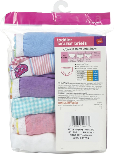 Girls Toddler 6-Pack Brief - Picture 3 of 12