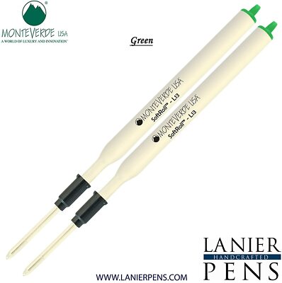 2 Pack- Monteverde L13 Soft Roll Ballpoint Refill Green Medium Tip 0.7mm