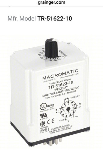 Macromatic Tr-51622-10 Time Delay Relay,120Vac/Dc,10A,Dpdt (loc-A-1) - 第 1/8 張圖片