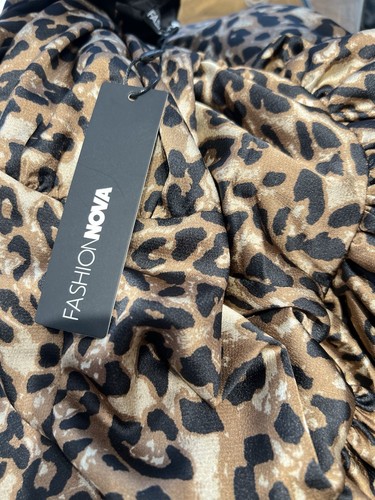 Fashion Nova Dress Womens 2X Ayzel Leopard Bubble Mini Halter NEW NWT - 第 12/13 張圖片