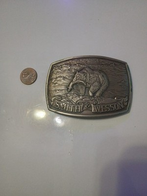 Vintage 1982 Smith & Wesson North American Big Game Brown Bear Brass Belt Buckle