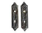 Antique Large Ornate Door Plate Brass Hardware Set of (2)