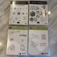 Stampin Up Lot Of 4 Stamp Sets Flowers Holiday Plants Sentiment 37 Total Stamps