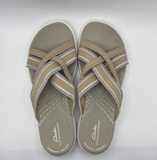 Clarks Cloudsteppers Womens Slip On Slide Sandals Mira Isle Comfort Sand Size 8M