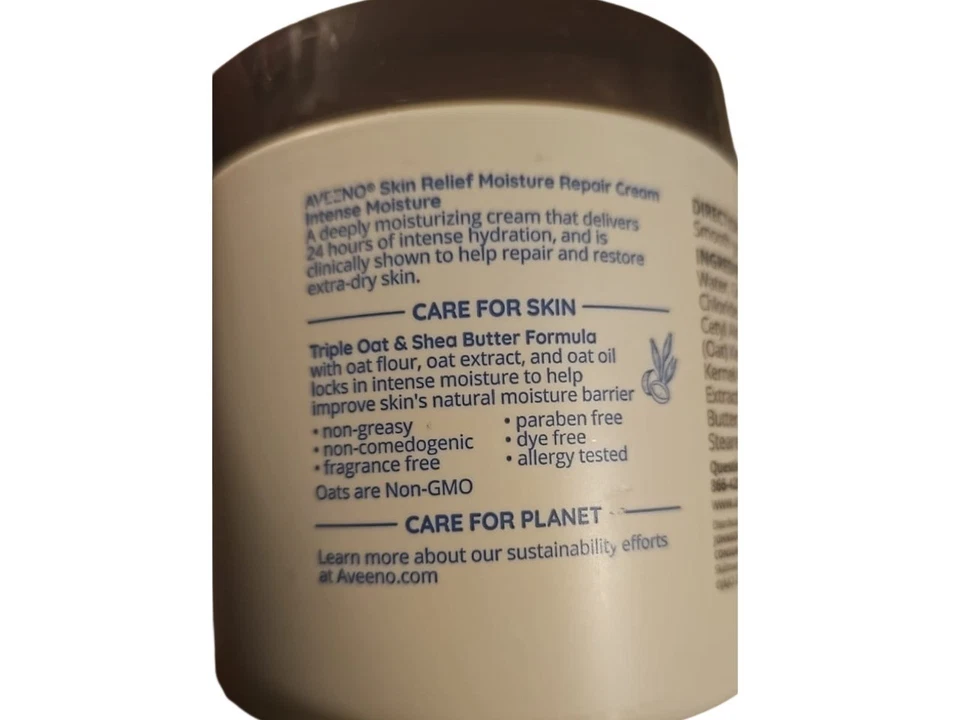 Aveeno Skin Relief Moisture Repair Cream Intense Moisture 11oz Fragrance Free Dr - Image 3 of 4